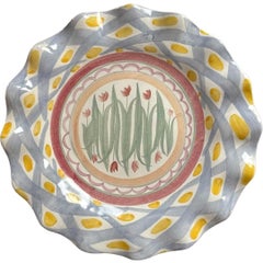 Vintage MacKenzie Childs “Aalsmeer” Decorative Fluted Rim Dinner Plates 11”