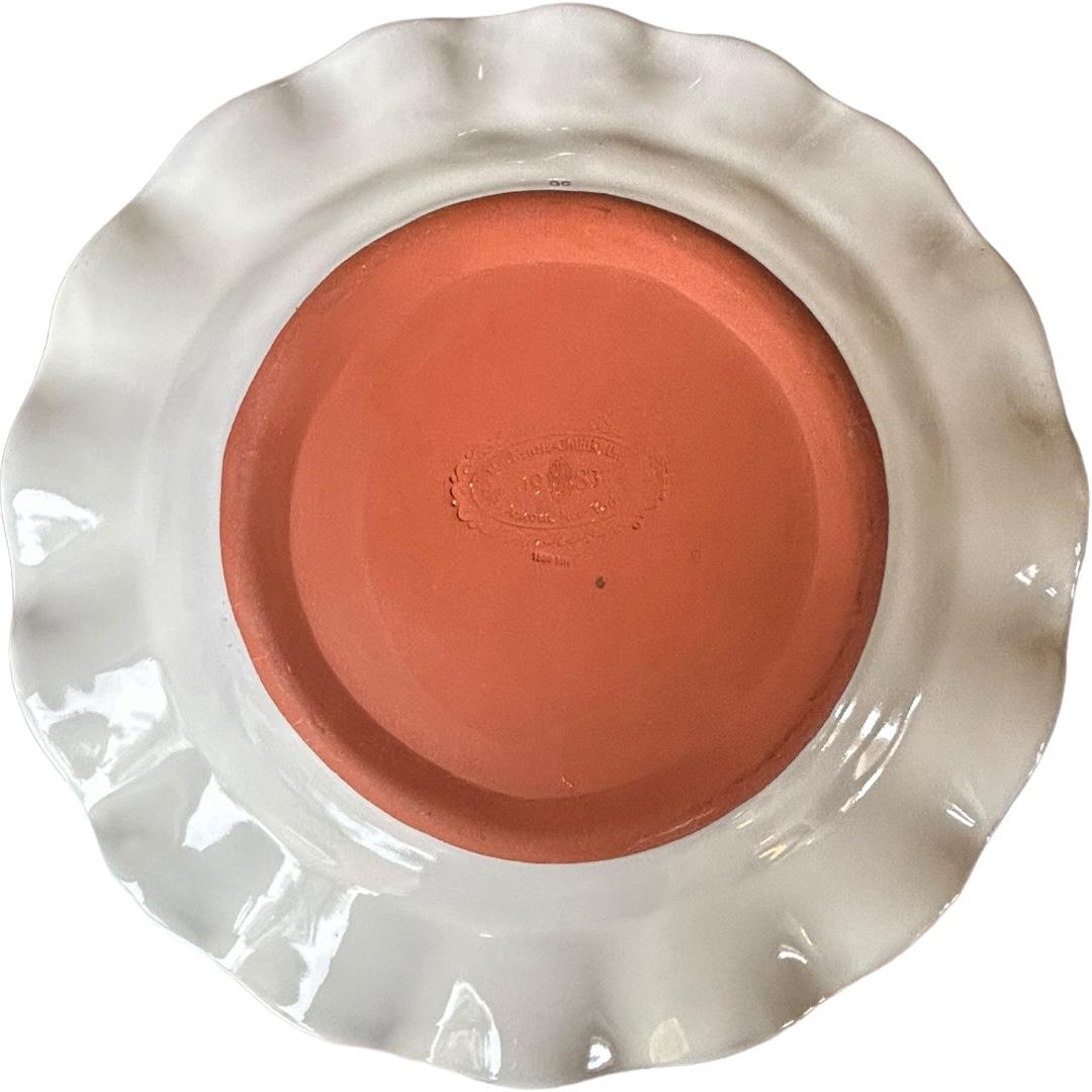 Vintage MacKenzie Childs “Aalsmeer” Decorative Fluted Rim Dinner Plates 11” In Good Condition For Sale In Naples, FL