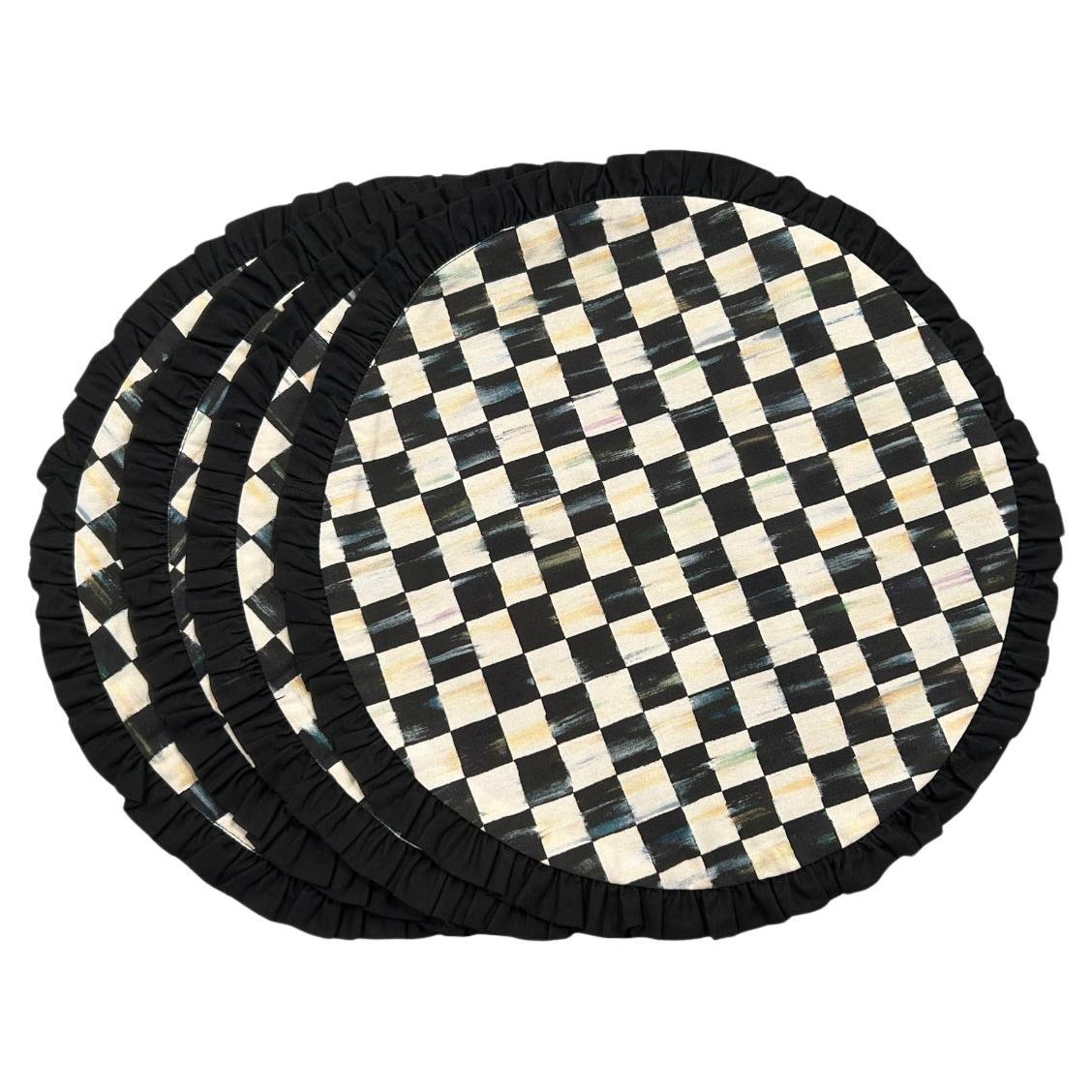 Vintage MacKenzie-Childs “Courtly Check” Round Placemats (Set of 4) For Sale