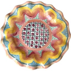 Vintage Mackenzie Childs “Keikenhof” Hand Crafted Fluted Rim Dinner Plates 11”