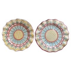 Retro MacKenzie Childs “Madison” Decorative Fluted Rim Dinner Plates 11”
