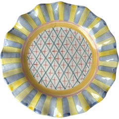 Vintage MacKenzie Childs “Monet” Hand Crafted Fluted Rim Dinner Plate ~ 11”