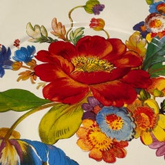 Vintage MacKenzie-Childs White Enamelware Flower Market Server / Platter ~ 16”