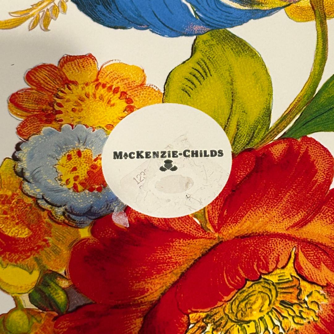 Vintage MacKenzie-Childs White Enamelware Flower Market Server / Platter ~ 16”  In Good Condition In Naples, FL