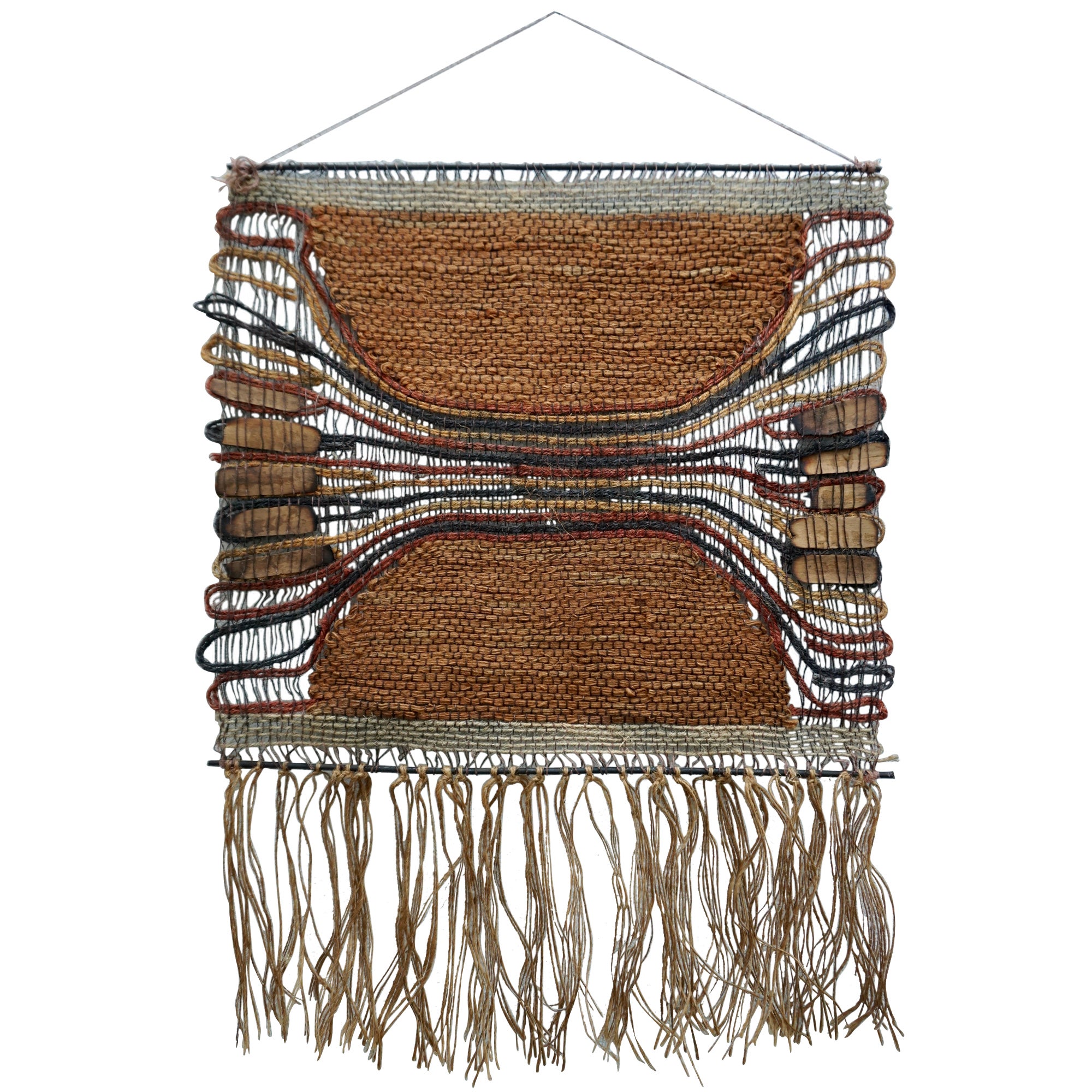 Macrame vintage in legno e corda  Arazzo artistico da appendere alla parete
