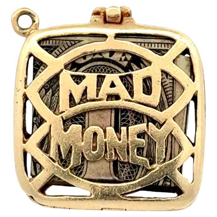 Pendentif en or avec breloque Vintage Mad Money $1 US Bill