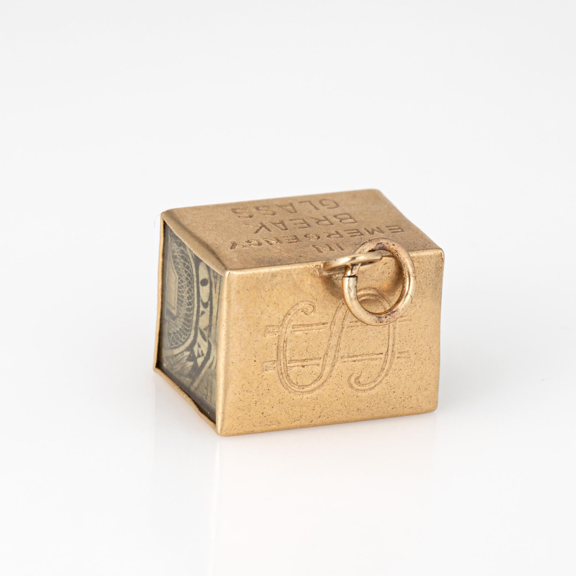 Porte-monnaie vintage Mad Money Charm en or jaune 14 carats dans un coffret de bijouterie Emergency Bon état - En vente à Torrance, CA