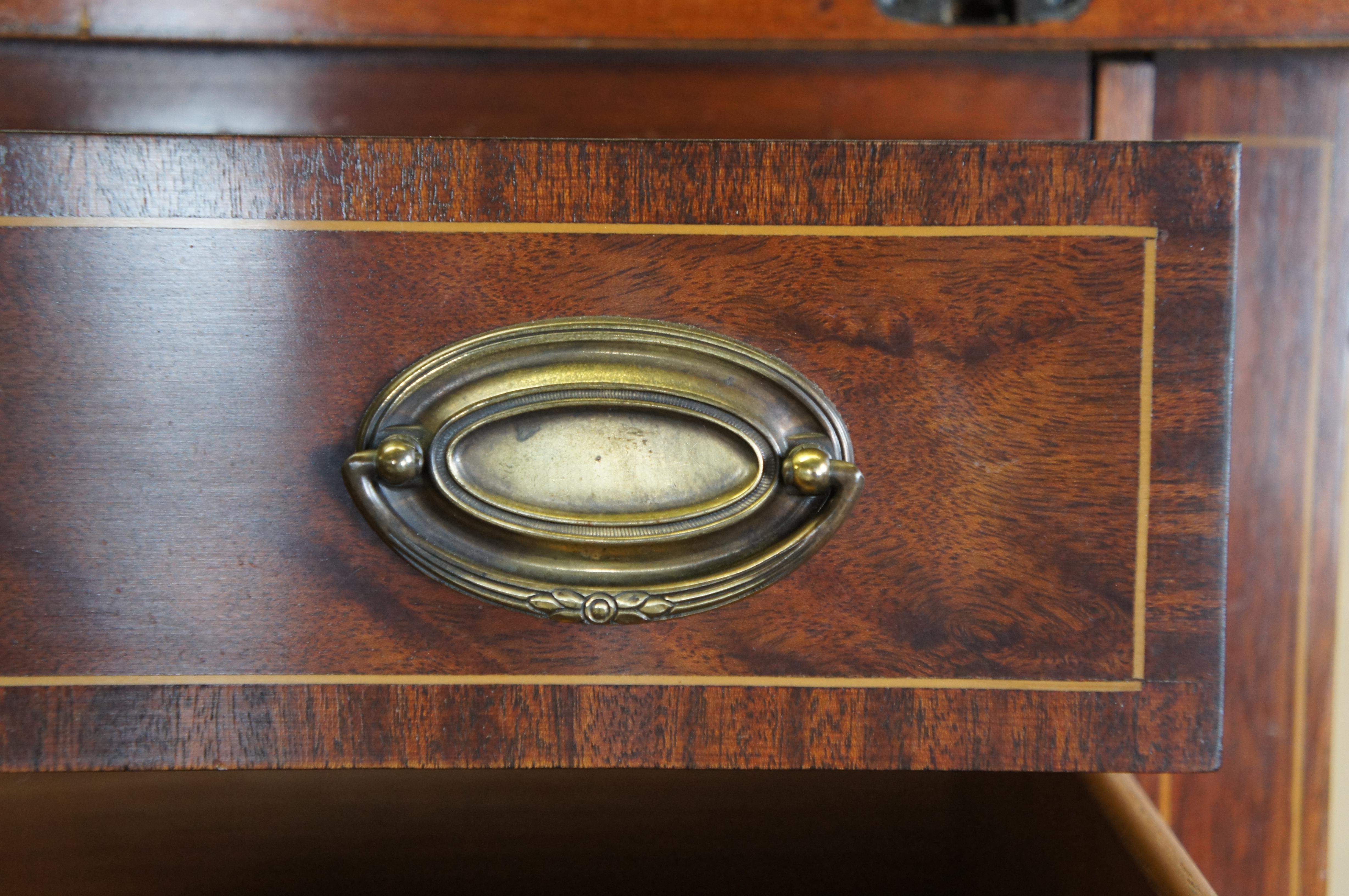 Vintage Maddox Hepplewhite Style Mahogany Tambour Secretary Desk & Bookcase For Sale 2