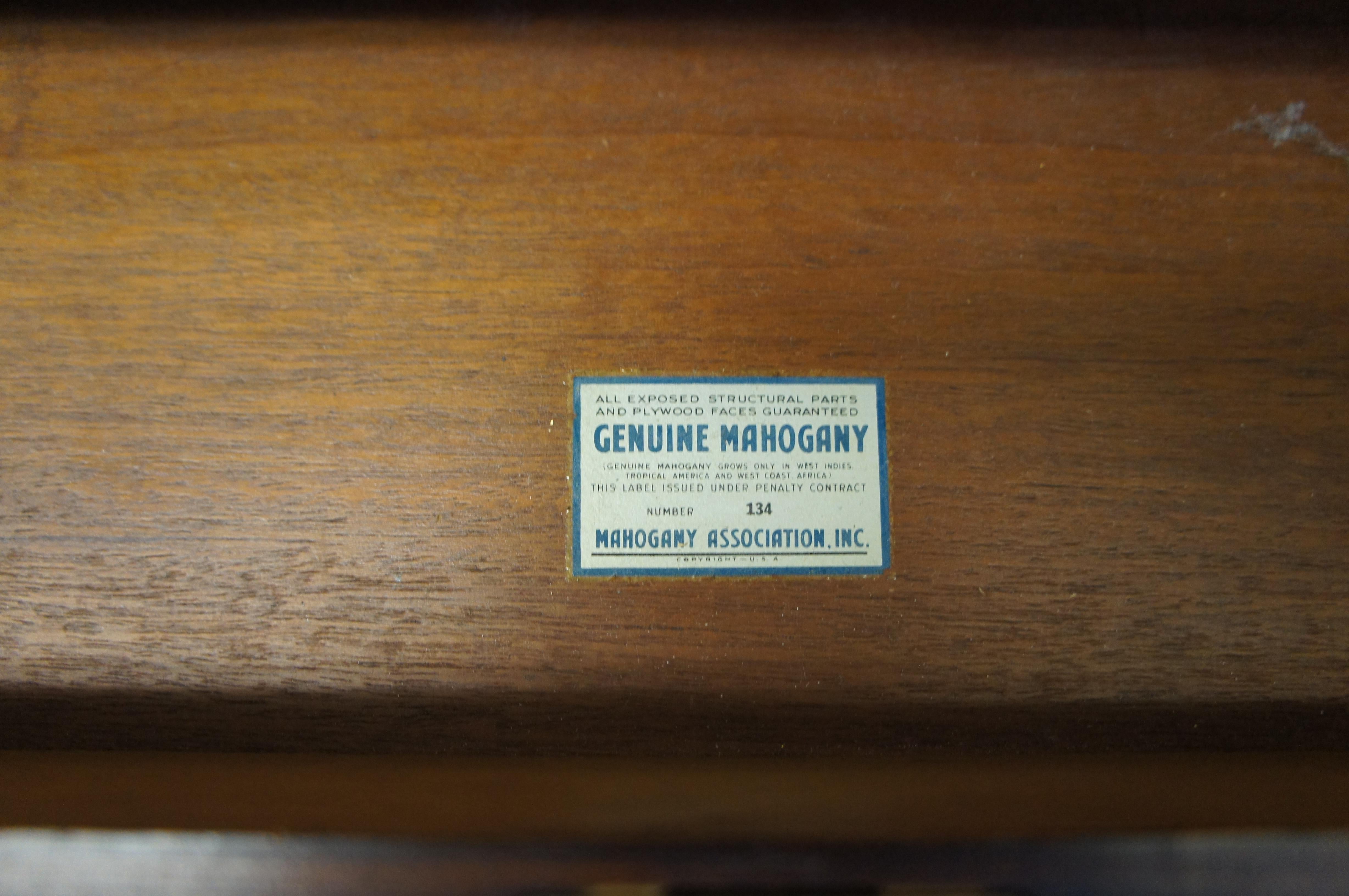 Vintage Maddox Hepplewhite Style Mahogany Tambour Secretary Desk & Bookcase For Sale 3