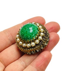 Vintage MADE IN AUSTRIA gold tone glass stones designer brooch