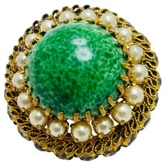 Vintage MADE IN AUSTRIA gold tone glass stones designer brooch