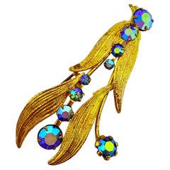 Vintage MADE IN AUSTRIA signiert Goldton Aurora Strass Brosche