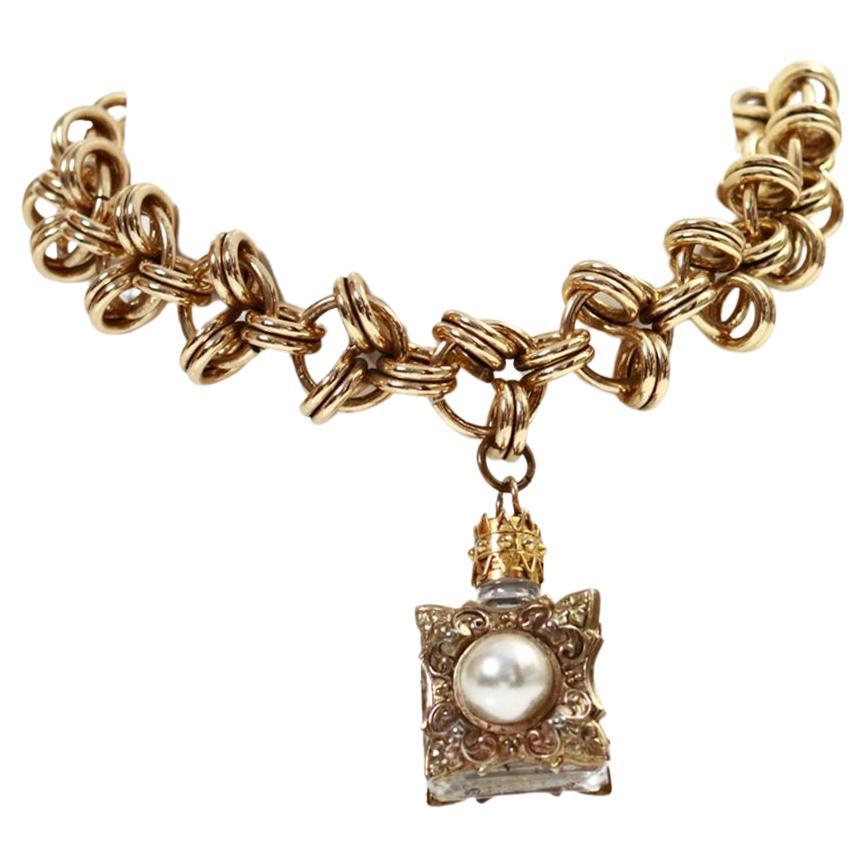 Collar Vintage Made In France Botella Tono Oro Circa 1980s