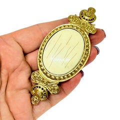 Vintage MADE IN FRANCE gold tone faux bone hair barette