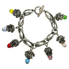 Vintage MADE IN FRANCE silver charm chain massive designer runway bracelet