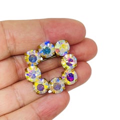 Vintage MADE IN GERMANY signed gold tone aurora crystal designer brooch
