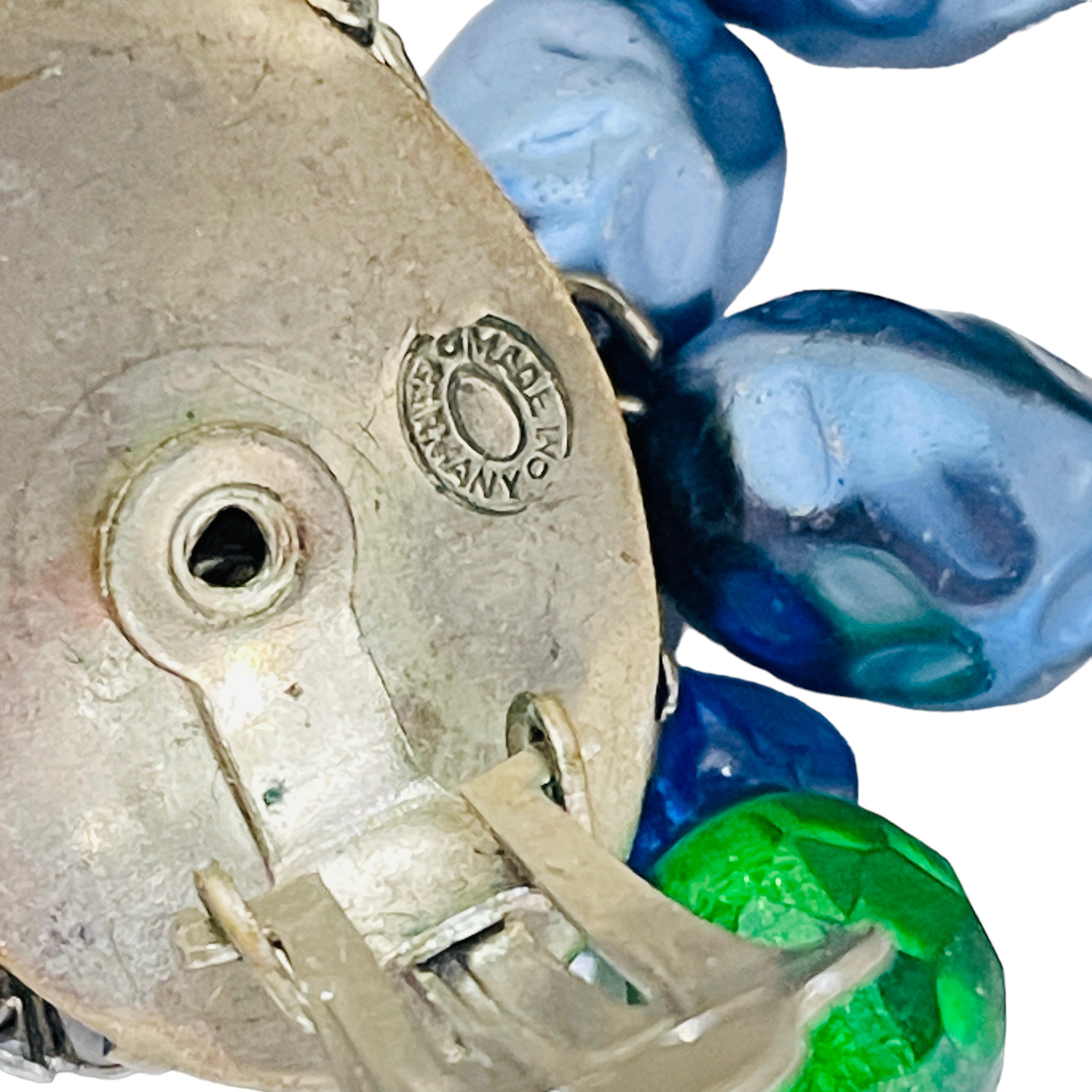 Vintage Ohrclips aus silbernem Cluster-Glas mit Perlen, hergestellt in GERMANY  für Damen oder Herren im Angebot