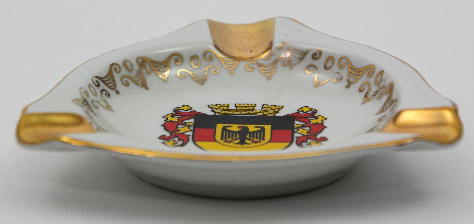 Mid-Century Modern Vintage Made in Germany Souvenir Porcelain Ashtray Collectible Limited Edition For Sale