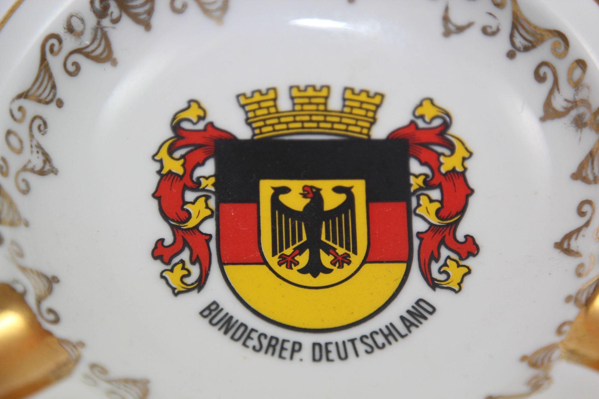 Hand-Crafted Vintage Made in Germany Souvenir Porcelain Ashtray Collectible Limited Edition For Sale