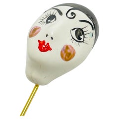 Vintage MADE IN ITALY gold hand painted porcelain face pin