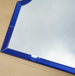 ViNTAGE MADE IN ITALY MID CENTURY MODERN STYLE WALL MOUNTED COBALT BLUE MIRROR