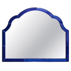 ViNTAGE MADE IN ITALY MID CENTURY MODERN STYLE WALL MOUNTED COBALT BLUE MIRROR