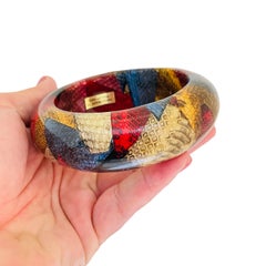 Vintage Made in Philippines faux snake skin colorful bangle bracelet