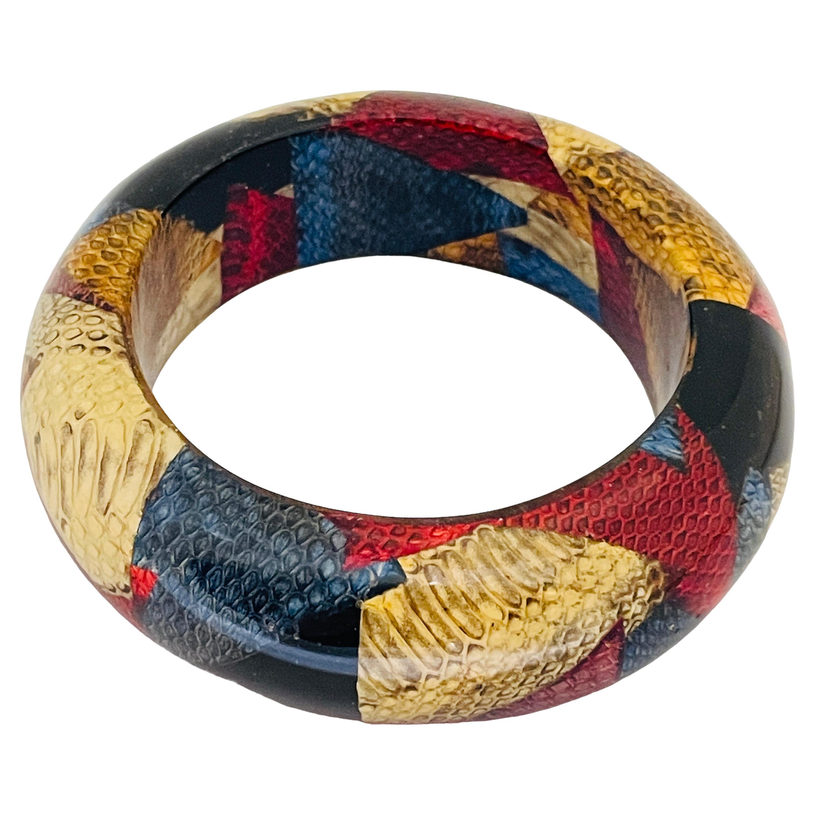Pulsera brazalete Vintage Made in Philippines de imitación de piel de serpiente de colores