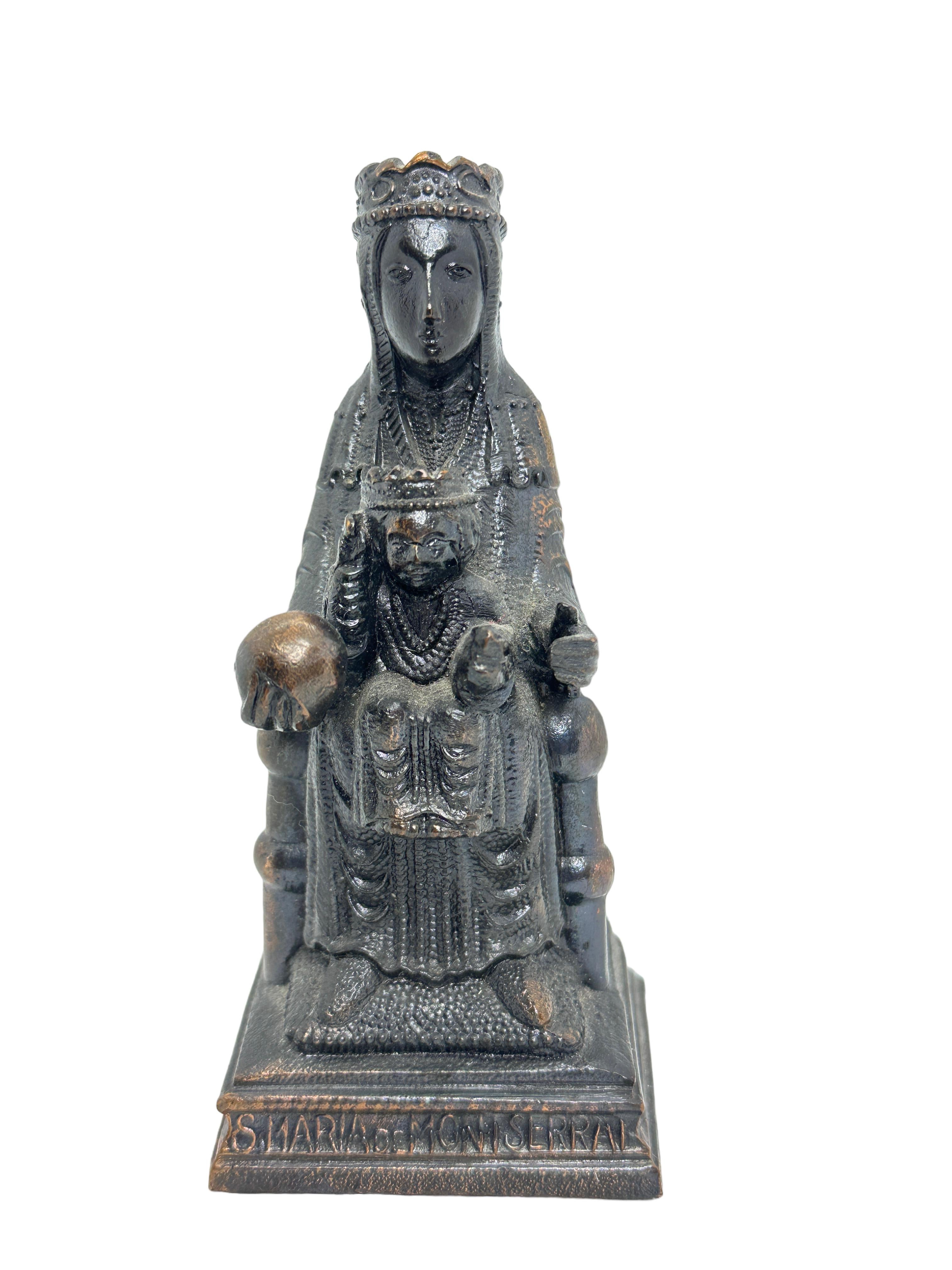 Mid-Century Modern Vintage Madonna of Montserrat, Our Lady of Montserrat Statue Grand Tour Souvenir For Sale