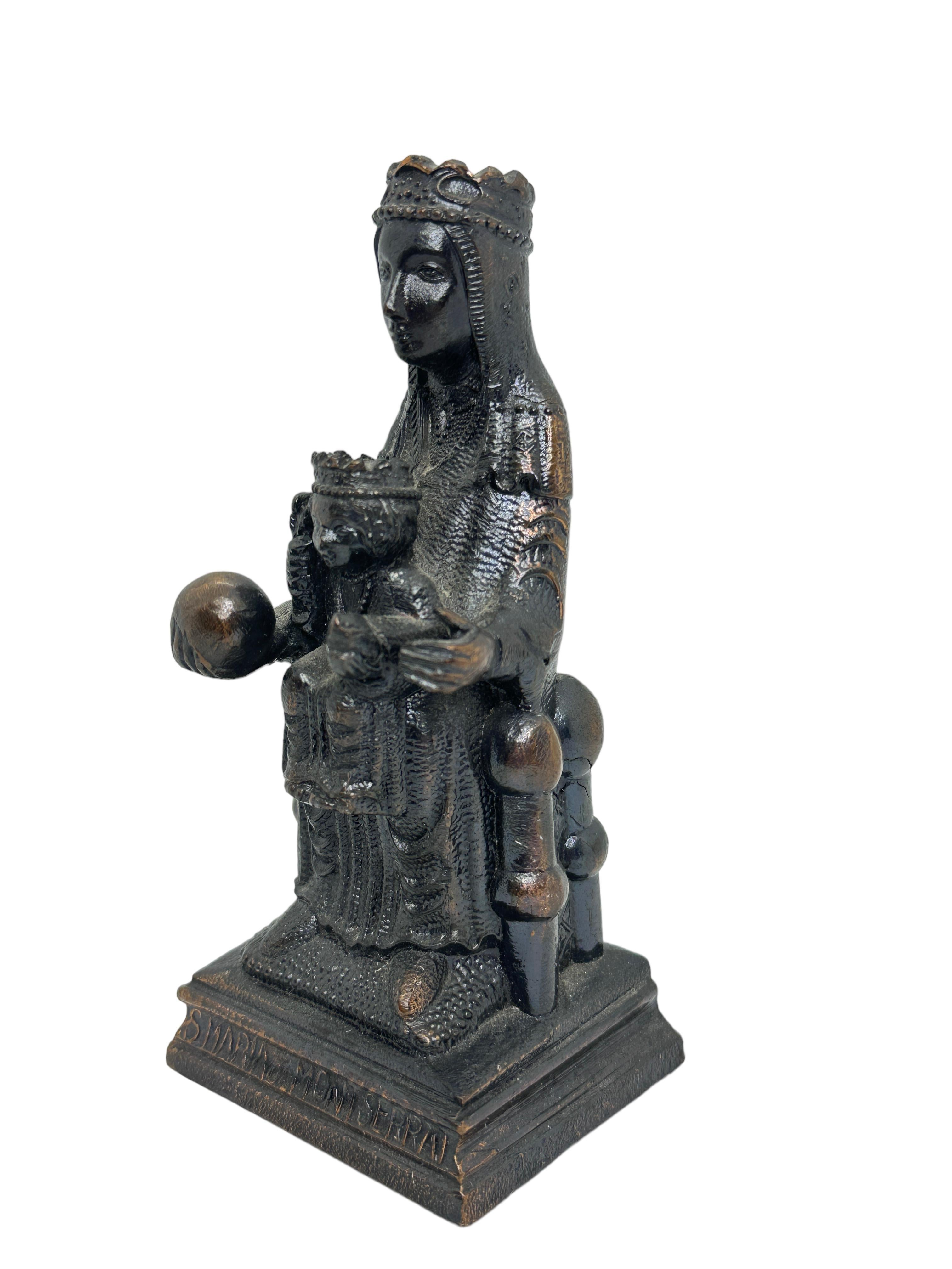 American Vintage Madonna of Montserrat, Our Lady of Montserrat Statue Grand Tour Souvenir For Sale