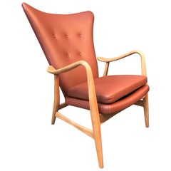 Vintage Danish In The Style Of Madsen and Schubell Wingback Lounge Chair