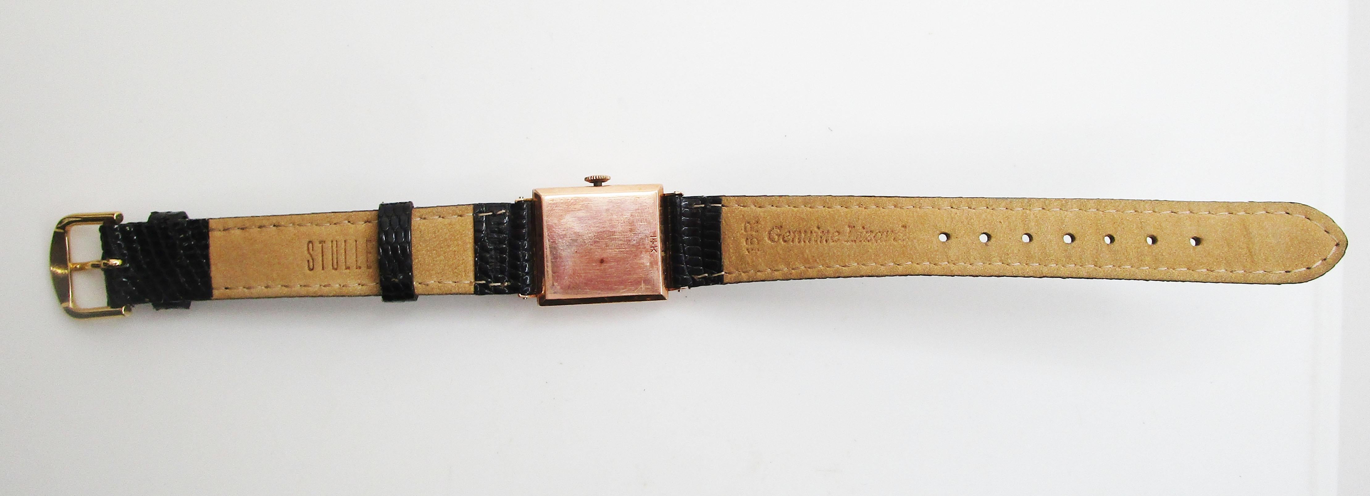 Vintage Madus 14 Karat Rose Gold Watch with Lizard Strap 2