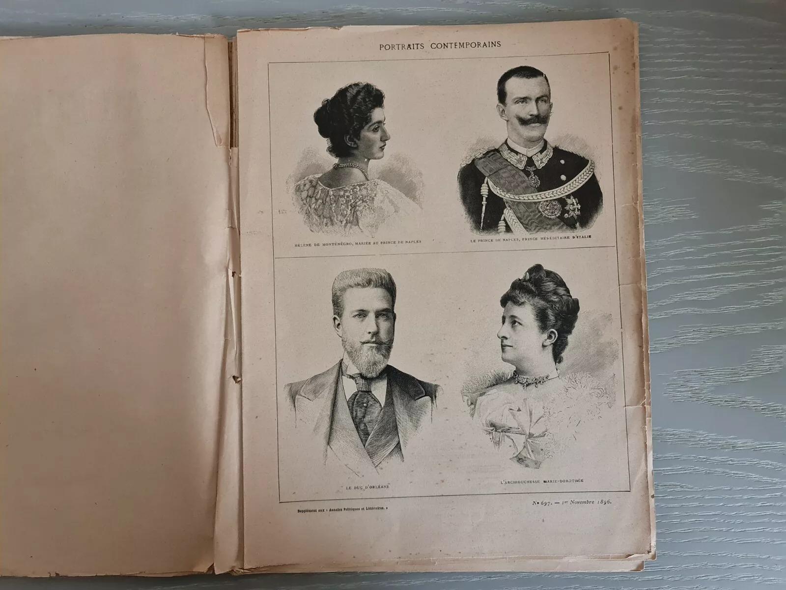 Questa rara collezione d'epoca della rivista Le Musée des Annales va dal 1896 al 1904, catturando un'epoca di storia politica e letteraria attraverso numerose incisioni e spartiti musicali. Pubblicata a Parigi dalla Bibliothèque des Annales