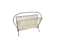 Vintage magazine holder newspaper rack, string Design, 1950s, Italy