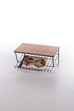 Vintage Magazine Rack Made of Metal and Wood, 1960s
