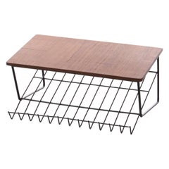 Vintage Magazine Rack Made of Metal and Wood, 1960s
