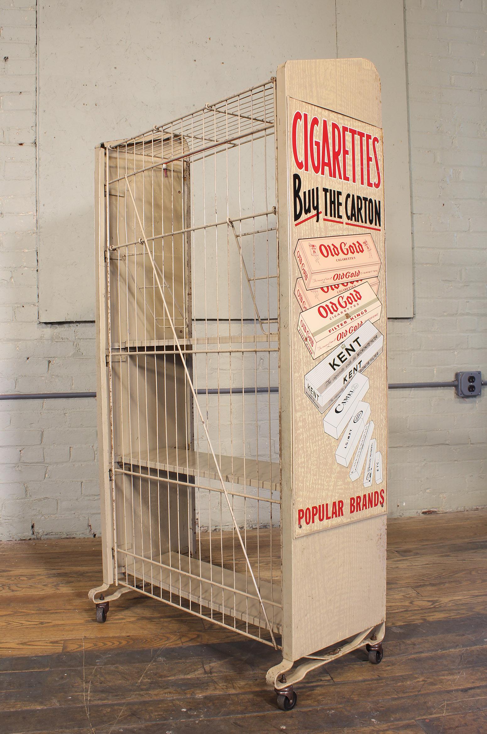 Vintage Magazine Rolling Rack Newspaper Stand with Tobacco Advertisement 2
