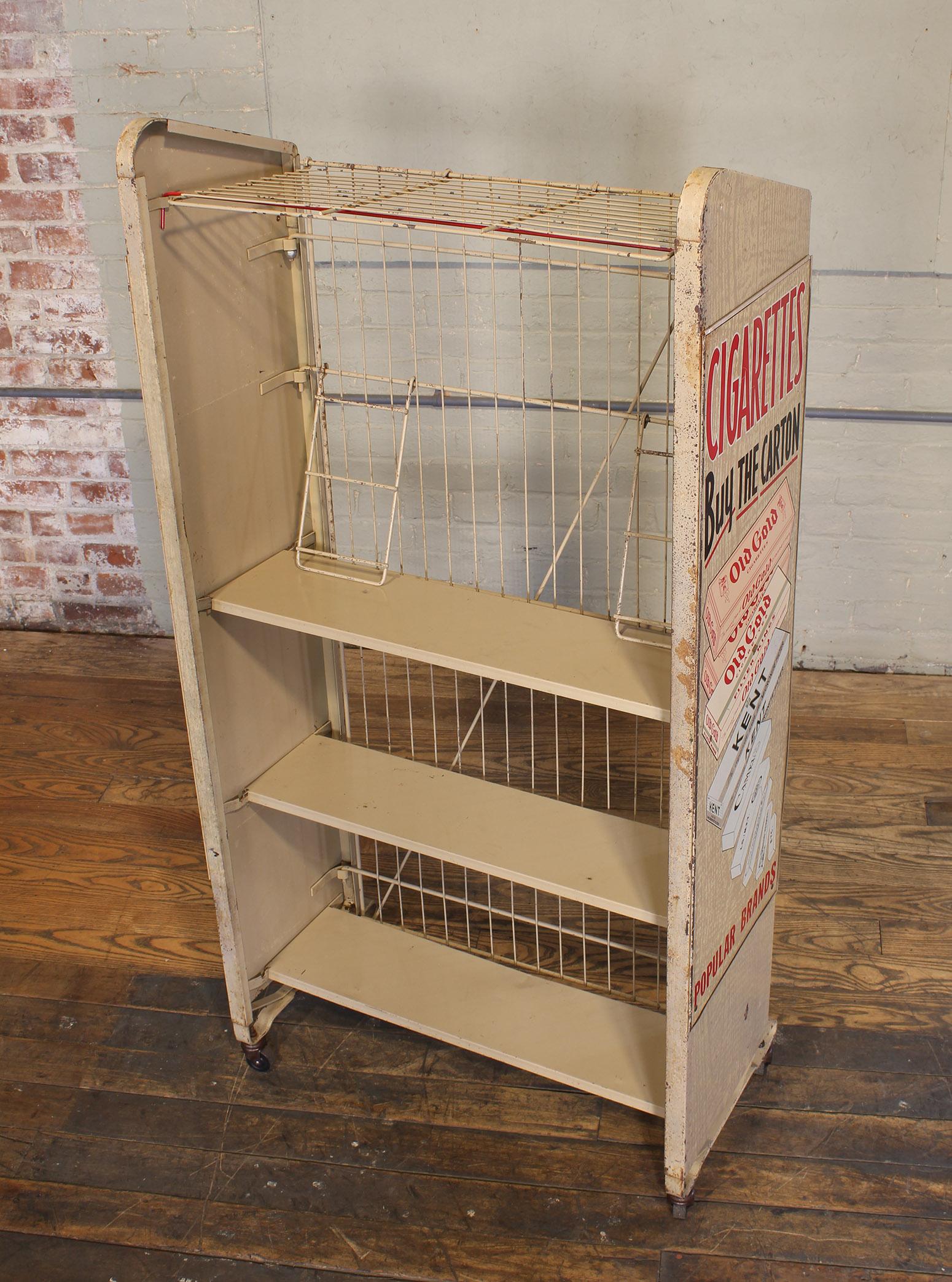 Vintage Magazine Rolling Rack Newspaper Stand with Tobacco Advertisement 5