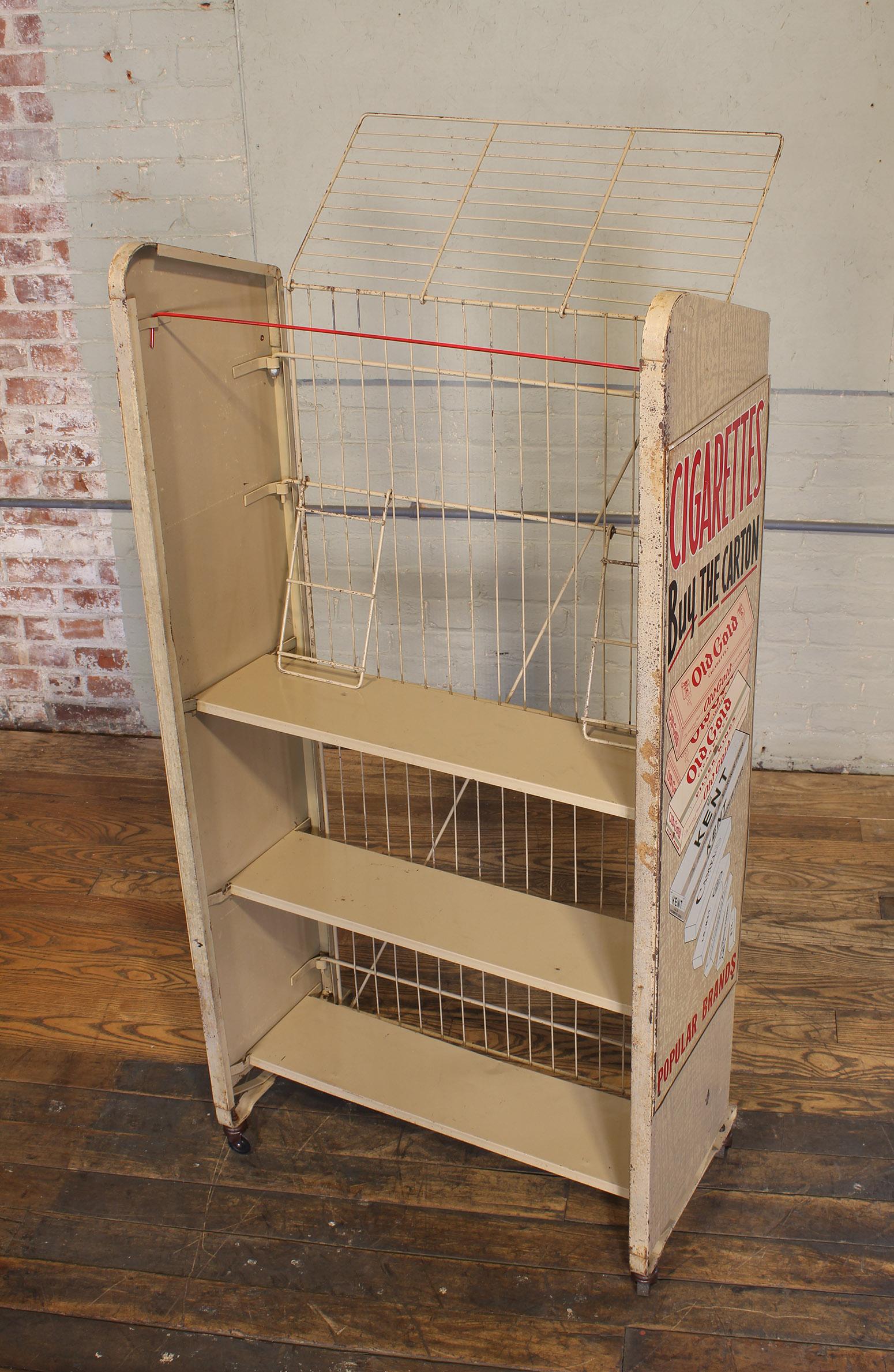 Vintage Magazine Rolling Rack Newspaper Stand with Tobacco Advertisement 6