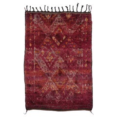 Vintage Magenta Beni M'Guild Moroccan Rug with Bohemian Style, Berber Carpet