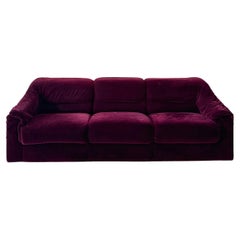 Sofá seccional vintage de mohair magenta, loveseat italiano de los años 70