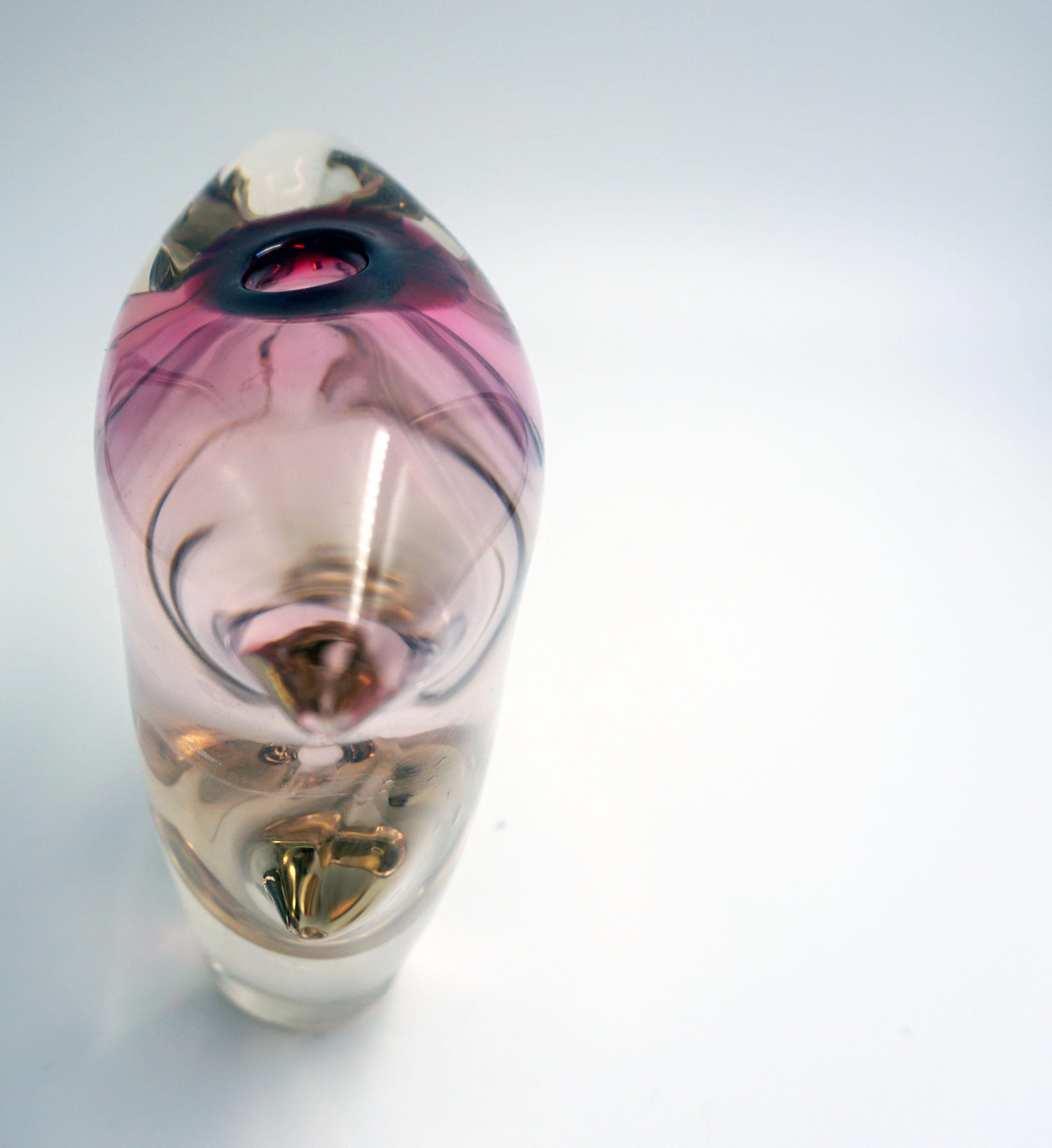 Vintage Magenta Murano Blown Glass Vase 1