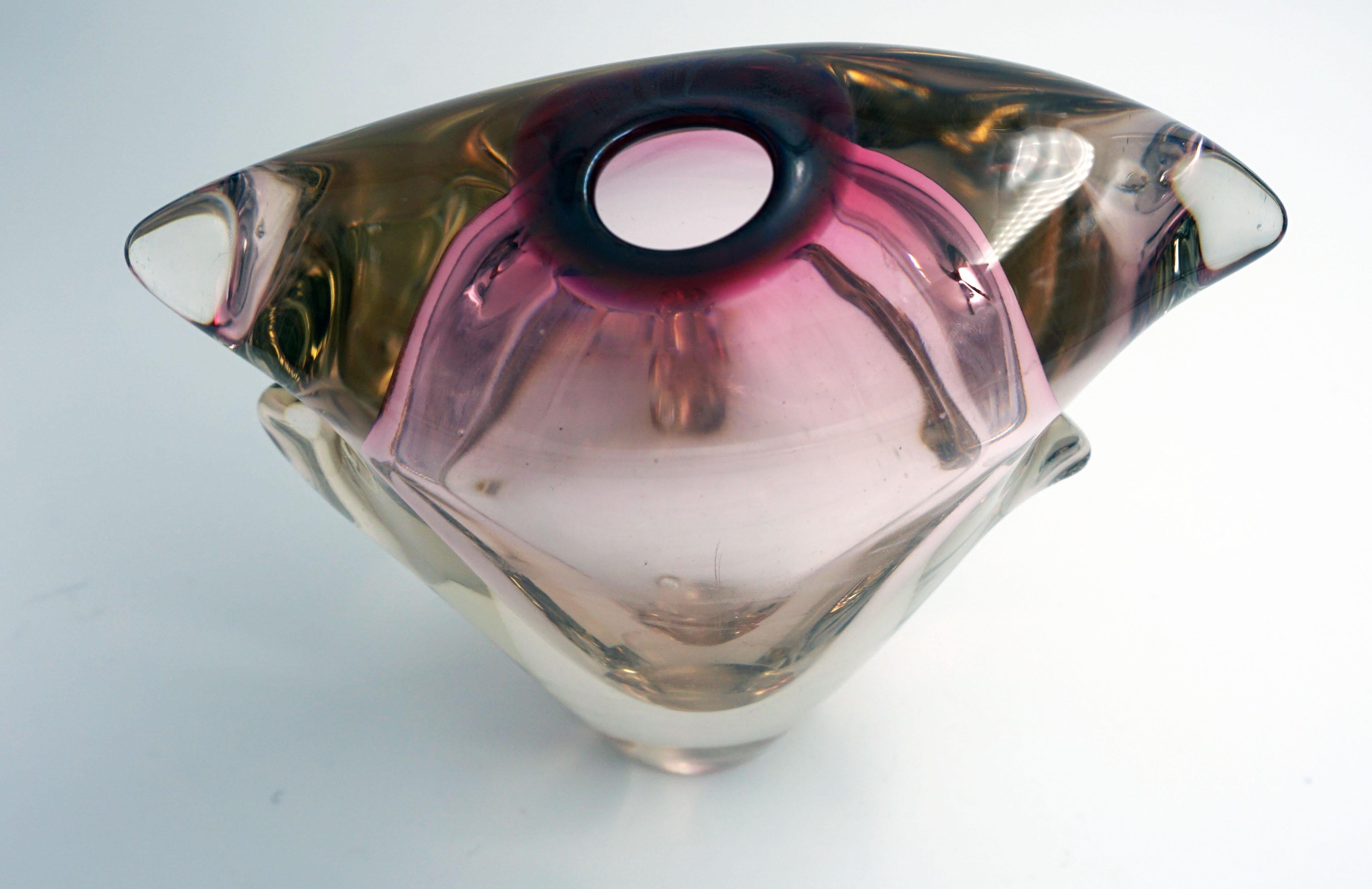 Vintage Magenta Murano Blown Glass Vase 2