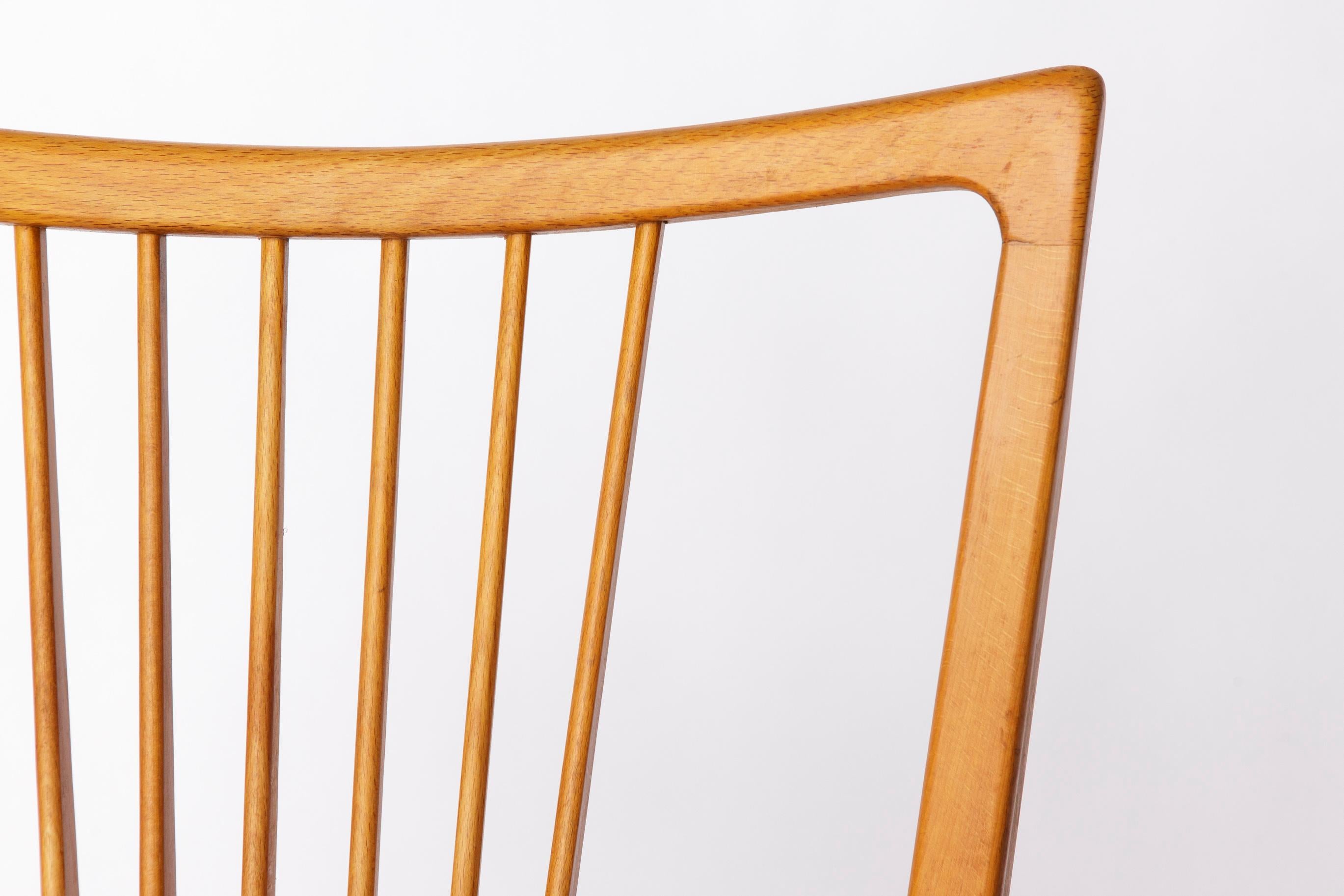 Mid-Century Modern Vintage Magenta Upholstered Beech Dining Chair – Germany, 1960s–1970s For Sale