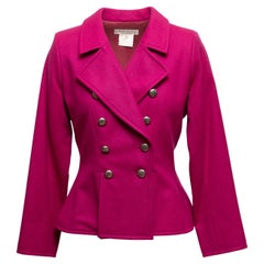 Zweireihige Vintage-Wolljacke in Magenta von Yves Saint Laurent