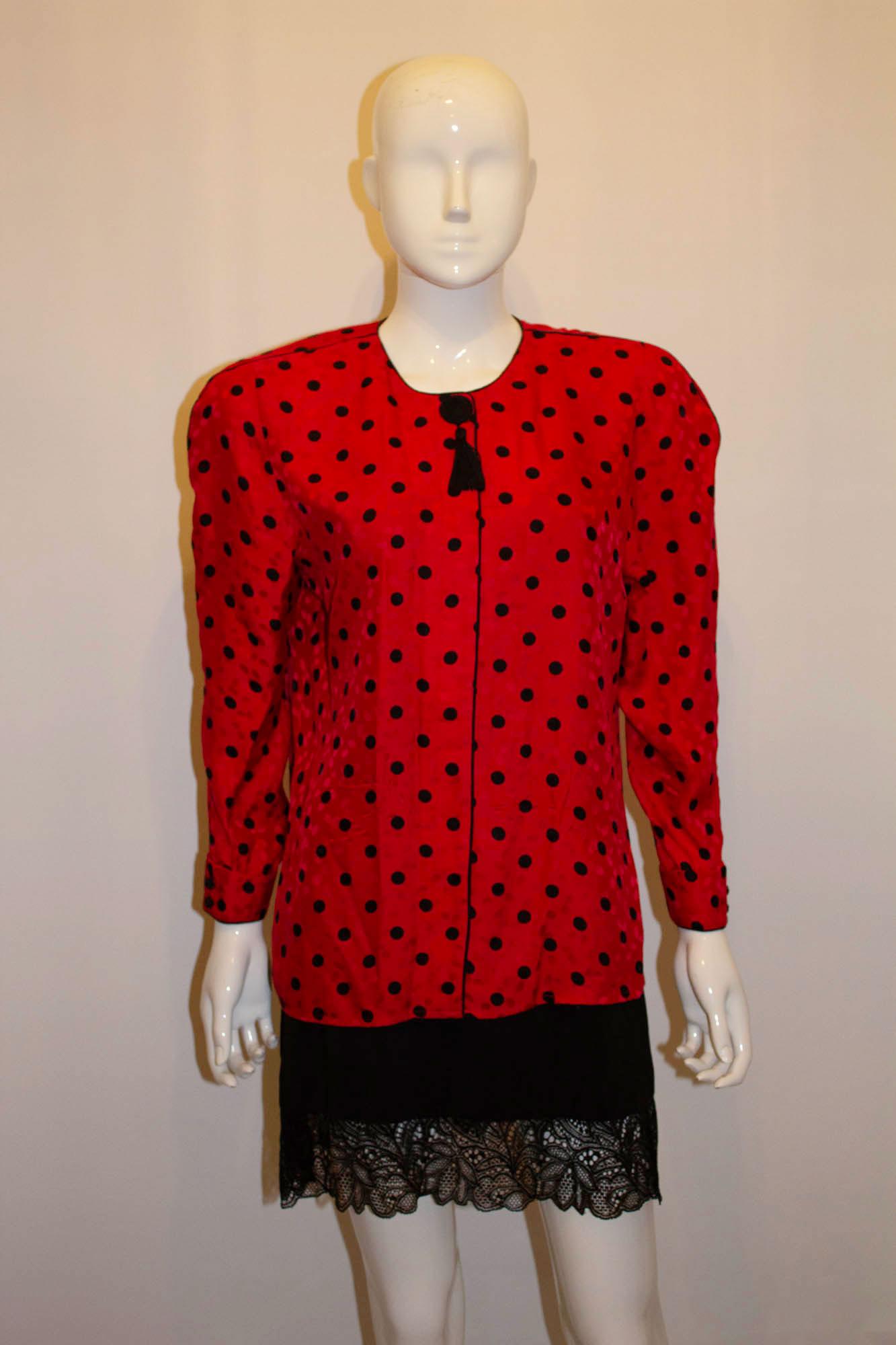Women's Vintage Maggy London Red Silk Top For Sale