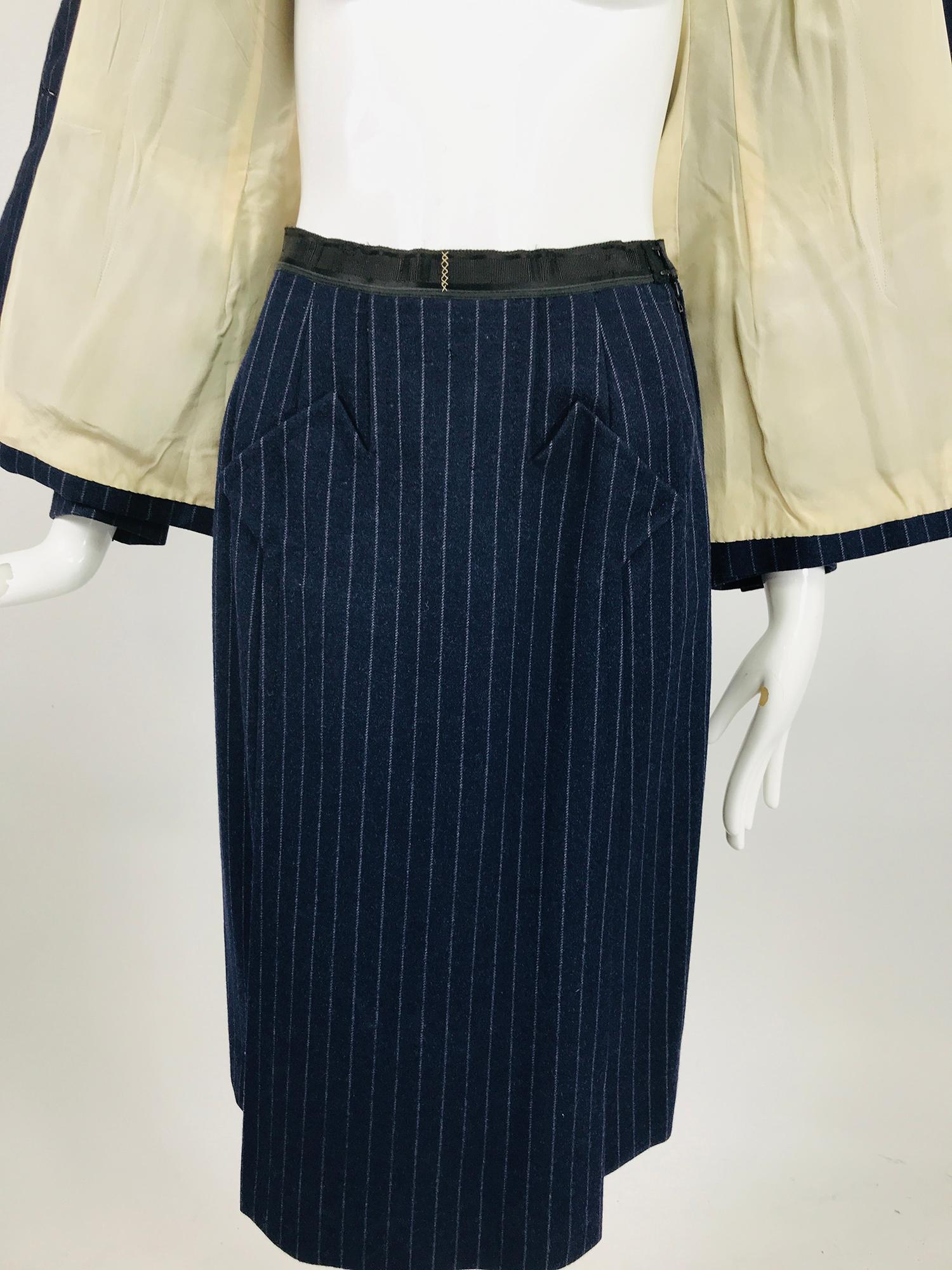 Tailleur jupe à rayures épinglées vintage Maggy Rouff Couture, début des années 1950 en vente 5