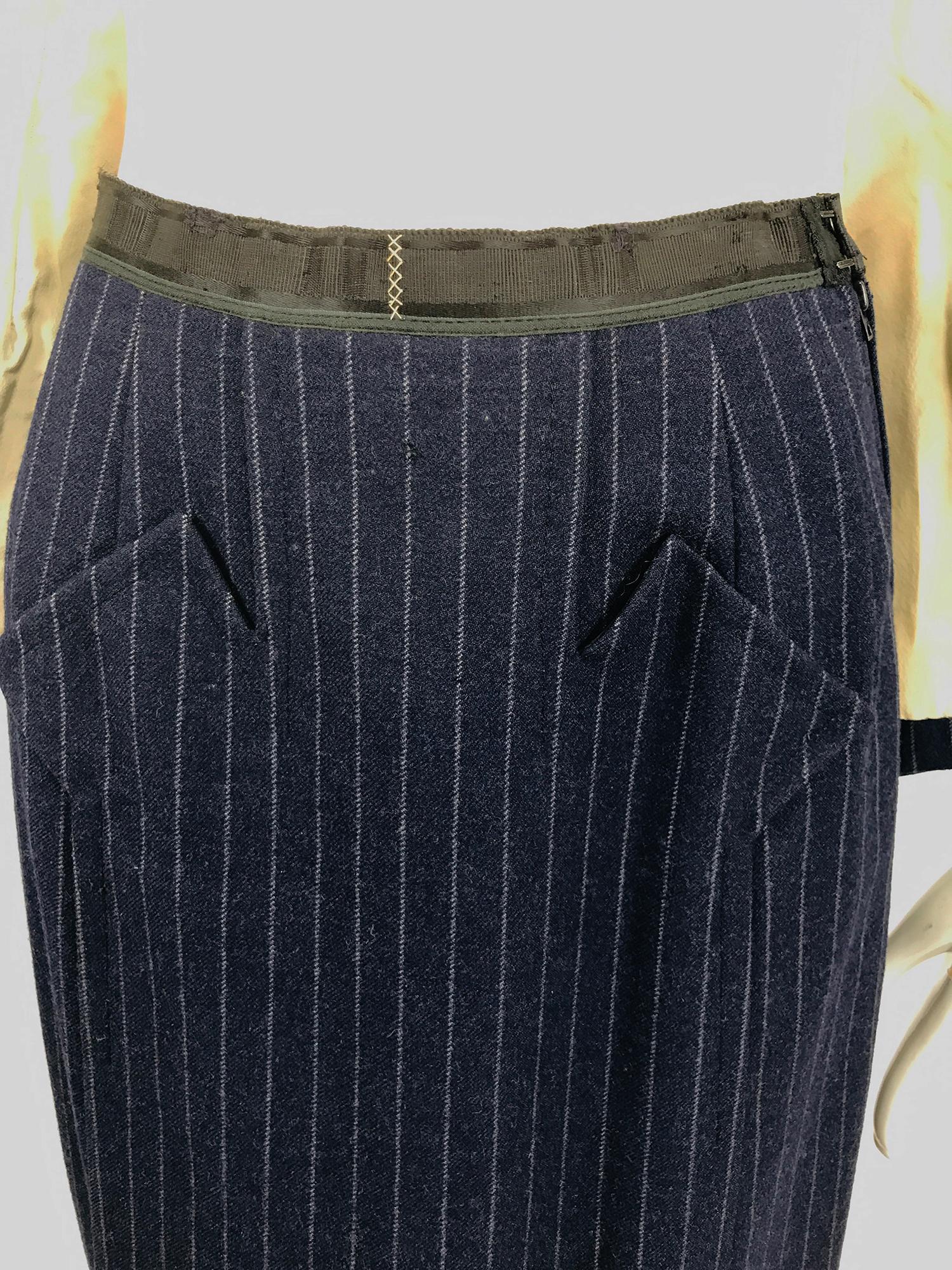 Tailleur jupe à rayures épinglées vintage Maggy Rouff Couture, début des années 1950 en vente 6