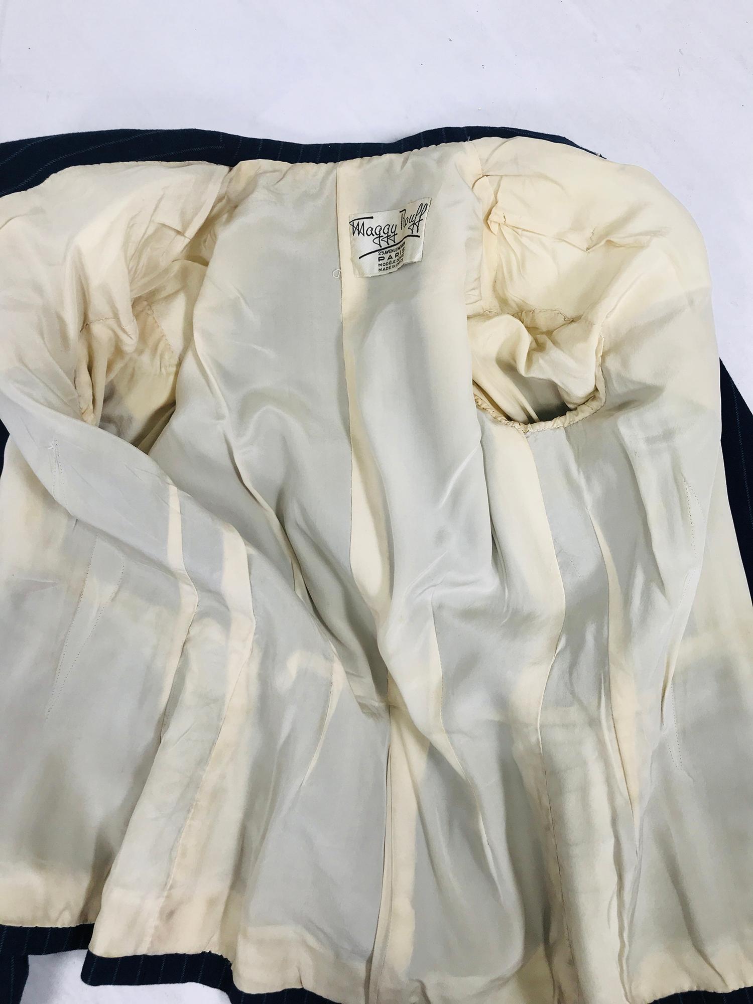 Tailleur jupe à rayures épinglées vintage Maggy Rouff Couture, début des années 1950 en vente 14