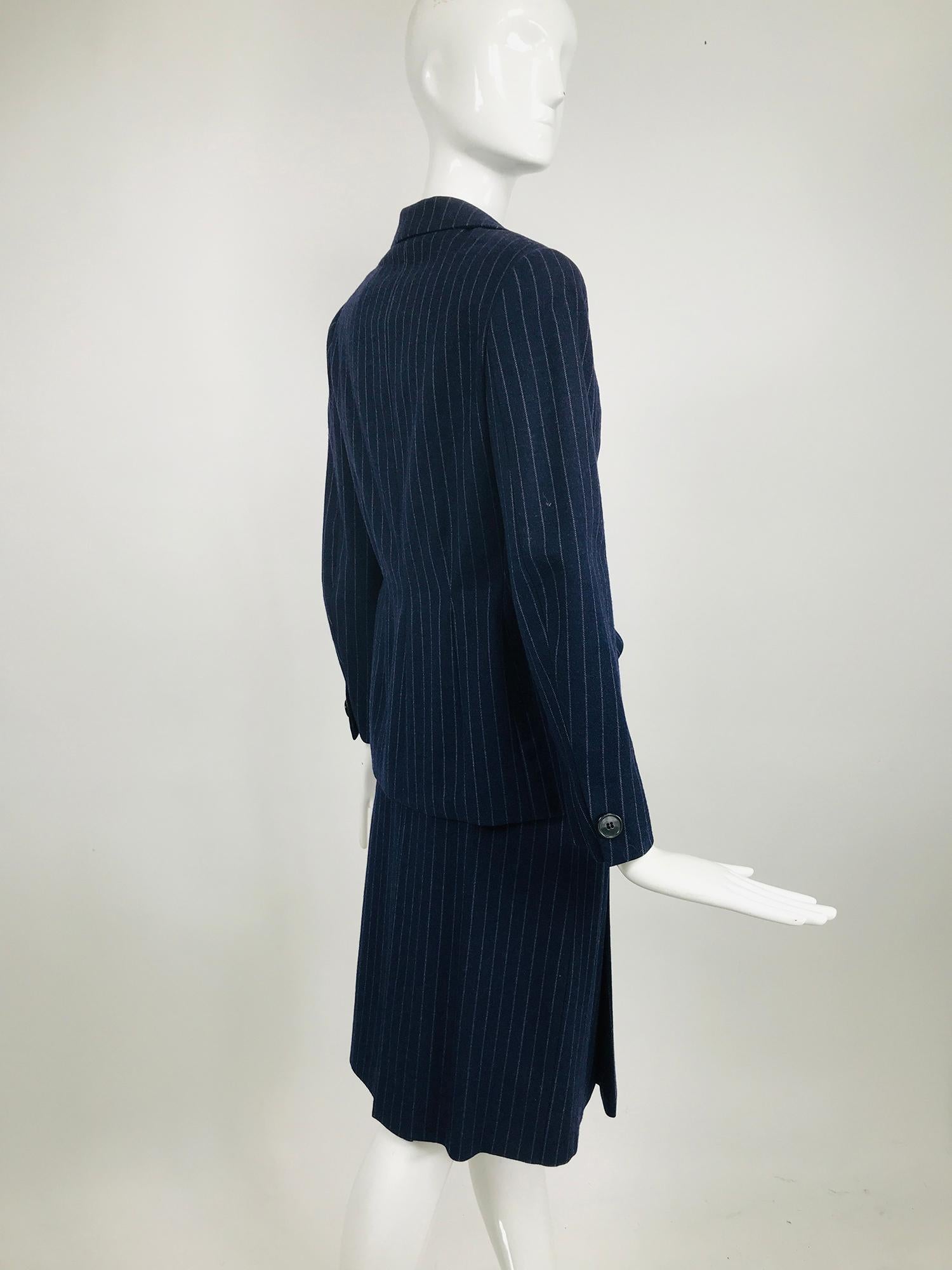 Tailleur jupe à rayures épinglées vintage Maggy Rouff Couture, début des années 1950 Bon état - En vente à West Palm Beach, FL